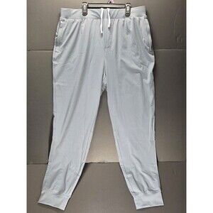 Mens Grey Polyester Jogger Pants W/zipper Pockets And 1 Back Pocket